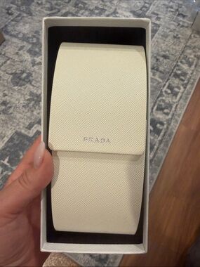 New Prada Cream Saffiano Leather sunglass case
